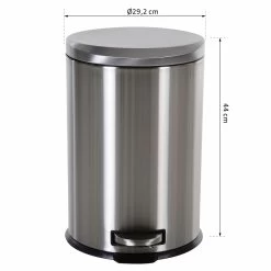 HOMCOM Kücheneimer Mit Inneneimer Silber, Schwarz 29,2 X 44 Cm (ØxH) | Abfalleimer Abfallsammler Treteimer Mülleimer -Heimische Küche Geschäft 8600336600 851 021 prod 005