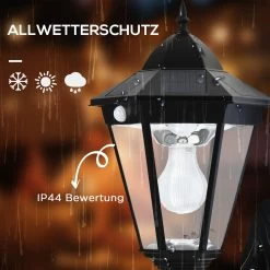 Outsunny Solar-Wandleuchte Mit 3,7V/2200mAh Batterie Schwarz 23L X 26B X 47H Cm | Wandleuchte Wandlampe Terrassenleuchte Gartenlampe Led-lampe -Heimische Küche Geschäft 8600336600 B30 015BK prod 006