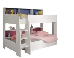Etagenbett Tam Tam Parisot Inklusive Regale + Bettschubkasten + 2 Lattenrostplatten Weiß