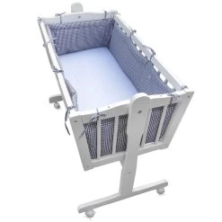 Baby Wiege Kinder Bett Stubenwagen Beistellbett + 9 Tlg. Zubehör Weiß Grau -Heimische Küche Geschäft 8600343700 12112 prod 004