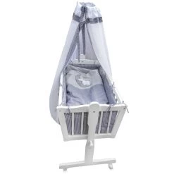 Baby Wiege Kinder Bett Stubenwagen Beistellbett + 9 Tlg. Zubehör Weiß Grau -Heimische Küche Geschäft 8600343700 12112 prod 005