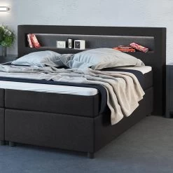 Design Boxspringbett 180x200 Cm H2 LED Doppelbett Hotelbett Ehebett Anthrazit -Heimische Küche Geschäft 8600343700 21164 prod 004