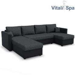 VICCO XXL Ecksofa Mit Schlaffunktion Schwarz - Couch Ecksofa Schlafsofa Taschenfederkern Polstereck -Heimische Küche Geschäft 8600343700 24053 prod 002