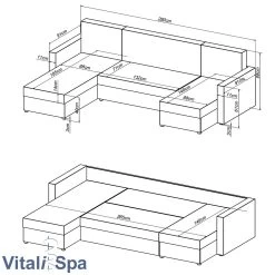 VICCO XXL Ecksofa Mit Schlaffunktion Schwarz - Couch Ecksofa Schlafsofa Taschenfederkern Polstereck -Heimische Küche Geschäft 8600343700 24053 prod 003