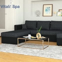 VICCO XXL Ecksofa Mit Schlaffunktion Schwarz - Couch Ecksofa Schlafsofa Taschenfederkern Polstereck -Heimische Küche Geschäft 8600343700 24053 prod 005