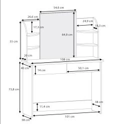 Vicco Schminktisch Charlotte Frisiertisch Kommode Frisierkommode Spiegel Weiß -Heimische Küche Geschäft 8600343700 26500 prod 003
