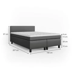 Boxspringbett 140x200cm Doppelbett Hotelbett Ehebett Federkernmatratze Topper -Heimische Küche Geschäft 8600343700 28821 prod 003