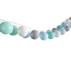 VICCO Lichterkette Cotton Balls Girlande Grau Weiß Mint-grün Hellblau 310 Cm -Heimische Küche Geschäft 8600343700 29100 prod 002