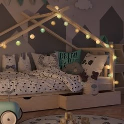 VICCO Lichterkette Cotton Balls Girlande Grau Weiß Mint-grün Hellblau 310 Cm -Heimische Küche Geschäft 8600343700 29100 prod 005