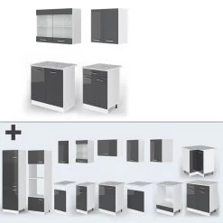 VICCO Küchenzeile SINGLE Einbauküche 140 Cm Küche Anthrazit Hochglanz R-LINE -Heimische Küche Geschäft 8600343700 29386 prod 006