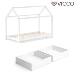 VITALISPA Kinderbett WIKI 90x200 Cm Weiß Schlafplatz Schubladen Hausbett Kinderhaus -Heimische Küche Geschäft 8600343700 29665 prod 002