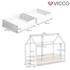 VITALISPA Kinderbett WIKI 90x200 Cm Weiß Schlafplatz Schubladen Hausbett Kinderhaus -Heimische Küche Geschäft 8600343700 29665 prod 003