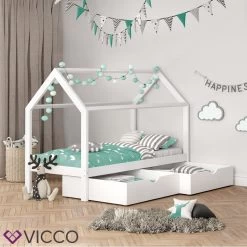 VITALISPA Kinderbett WIKI 90x200 Cm Weiß Schlafplatz Schubladen Hausbett Kinderhaus -Heimische Küche Geschäft 8600343700 29665 prod 004