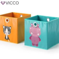 VICCO 2er Set Faltbox 30x30 Cm Kinder Faltkiste Aufbewahrungsbox Regalkorb -Heimische Küche Geschäft 8600343700 29968 prod 006