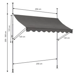 Klemmmarkise 250x120cm Balkonmarkise Einrollbar Handkurbel Markise Mit Gestell -Heimische Küche Geschäft 8600343700 31208 prod 003