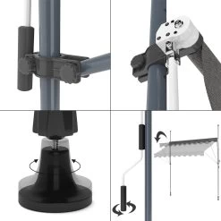 Klemmmarkise 250x120cm Balkonmarkise Einrollbar Handkurbel Markise Mit Gestell -Heimische Küche Geschäft 8600343700 31208 prod 006