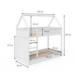 VITALISPA Hochbett Massimo Kinderbett Etagenbett Doppelstockbett Holzbett Weiß + 2 Matratzen -Heimische Küche Geschäft 8600343700 31355 prod 003