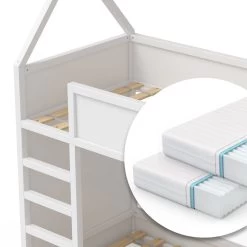 VITALISPA Hochbett Massimo Kinderbett Etagenbett Doppelstockbett Holzbett Weiß + 2 Matratzen -Heimische Küche Geschäft 8600343700 31355 prod 006