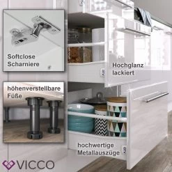 VICCO Hängeglasschrank 80 Cm Weiß Küchenzeile Unterschrank Fame -Heimische Küche Geschäft 8600343700 33527 prod 006