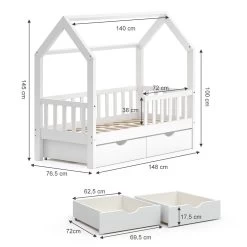 VitaliSpa Kinderbett Hausbett Spielbett Wiki 70x140 Inkl Lattenrost 2 Schubladen -Heimische Küche Geschäft 8600343700 34527 prod 003