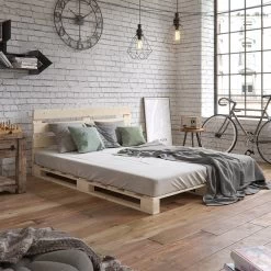 VitaliSpa Palettenbett Holzbett Palettenmöbel 140x200cm Kopfteil + Matratze H3 -Heimische Küche Geschäft 8600343700 34579 prod 004