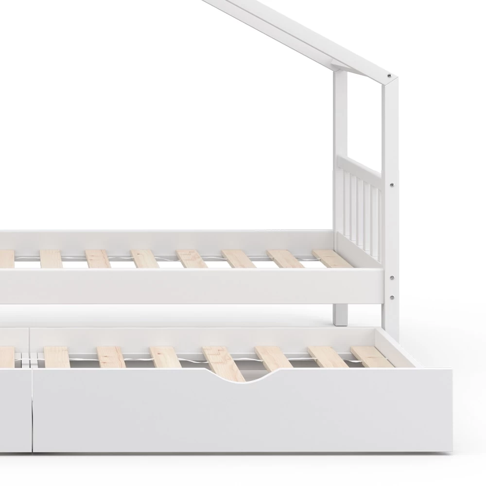 VITALISPA Kinderbett DESIGN Hausbett Gästebett Lattenrost weiß 90x200 Schublade 8 VITALISPA Kinderbett DESIGN Hausbett Gästebett Lattenrost weiß 90x200 Schublade – Bild 6