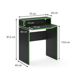 Vicco Computertisch Schreibtisch Kurz Arbeitstisch Kron Schwarz Grün Ablage 10 Vicco Computertisch Schreibtisch Kurz Arbeitstisch Kron Schwarz Grün Ablage -Heimische Küche Geschäft 8600343700 36399 prod 003