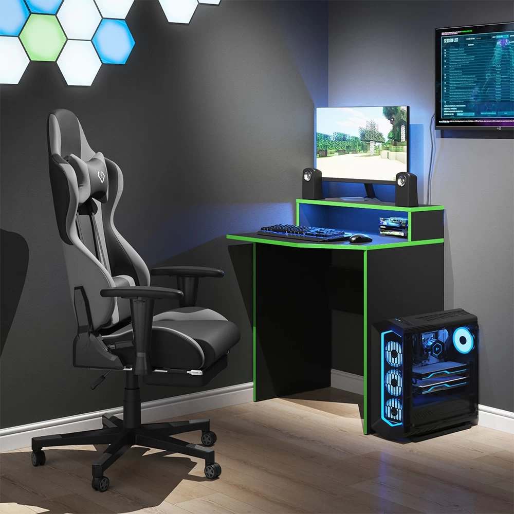 Vicco Computertisch Schreibtisch Kurz Arbeitstisch Kron Schwarz Grün Ablage 6 Vicco Computertisch Schreibtisch Kurz Arbeitstisch Kron Schwarz Grün Ablage – Bild 4