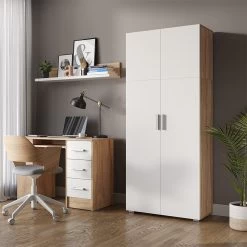 Vicco Aktenschrank Mehrzweckschrank Büroschrank Ingo Weiß-Sonoma 2 Türen Fächer -Heimische Küche Geschäft 8600343700 36814 prod 004