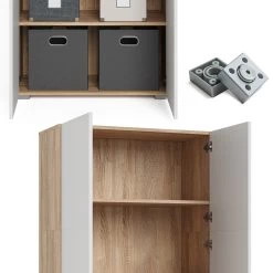 Vicco Aktenschrank Mehrzweckschrank Büroschrank Ingo Weiß-Sonoma 2 Türen Fächer -Heimische Küche Geschäft 8600343700 36814 prod 006