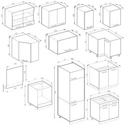 Vicco Küchenzeile Küchenblock Einbauküche R-Line Ecke Weiß Landhaus Anthrazit -Heimische Küche Geschäft 8600343700 37250 prod 003