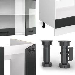 Vicco Küchenzeile Küchenblock Einbauküche R-Line Ecke Weiß Landhaus Anthrazit -Heimische Küche Geschäft 8600343700 37250 prod 005