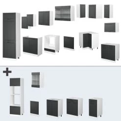 Vicco Küchenzeile Küchenblock Einbauküche R-Line Ecke Weiß Landhaus Anthrazit -Heimische Küche Geschäft 8600343700 37250 prod 006