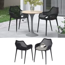 OK-Living Gartenstuhl Terrassenstuhl Balkonstuhl Leif Schwarz Sitzschale Stuhl