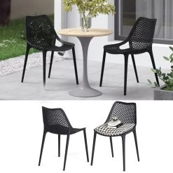 OK-Living Gartenstuhl Terrassenstuhl Balkonstuhl Einar Schwarz Sitzschale Stuhl