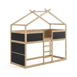 VitaliSpa Kinderstockbett Doppelstockbett Etagenbett Merlin Natur Anthrazit Modern 208x203 Cm Kinderzimmer Rausfallschutz Massivholz Lattenrost -Heimische Küche Geschäft 8600343700 38085 prod 002