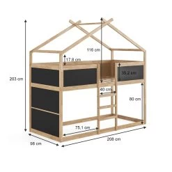 VitaliSpa Kinderstockbett Doppelstockbett Etagenbett Merlin Natur Anthrazit Modern 208x203 Cm Kinderzimmer Rausfallschutz Massivholz Lattenrost -Heimische Küche Geschäft 8600343700 38085 prod 003