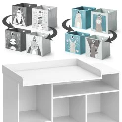 Vicco Wickelkommode Babykommode Wickeltisch Oskar Simple Weiß Kinder-Faltboxen -Heimische Küche Geschäft 8600343700 38114 prod 006