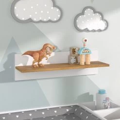 VitaliSpa Wandregal Hängeregal Ablageregal Malia Weiß Eiche Modern 70x20 Cm Kinderzimmer Regal Babyzimmerregal Kindermöbel Babymöbel Ablage Aufbewahrung -Heimische Küche Geschäft 8600343700 38156 prod 005