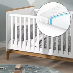 VitaliSpa Kinderbett Babybett Juniorbett Malia Weiß Eiche Matratze Modern 70x140 Cm Kinderzimmer Bett Babyzimmerbett Kindermöbel Babymöbel Schlupfsprossen Lattenrost Rausfallschutz Einzelbett -Heimische Küche Geschäft 8600343700 38274 prod 005