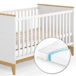VitaliSpa Kinderbett Babybett Juniorbett Malia Weiß Eiche Matratze Modern 70x140 Cm Kinderzimmer Bett Babyzimmerbett Kindermöbel Babymöbel Schlupfsprossen Lattenrost Rausfallschutz Einzelbett -Heimische Küche Geschäft 8600343700 38274 prod 006