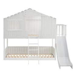 Juskys Kinderbett Baumhaus 90x200 Cm Weiß Mit Rutsche, Dach & Lattenrost – Hausbett Für Kinder -Heimische Küche Geschäft 8600348200 19028 prod 006
