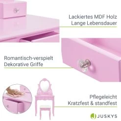 Juskys Schminktisch Julia - Frisiertisch Mit Spiegel, Hocker & 4 Schubladen - Rosa - Mädchen Kinder 12 Juskys Schminktisch Julia - Frisiertisch Mit Spiegel, Hocker & 4 Schubladen - Rosa - Mädchen Kinder -Heimische Küche Geschäft 8600348200 19570 prod 005