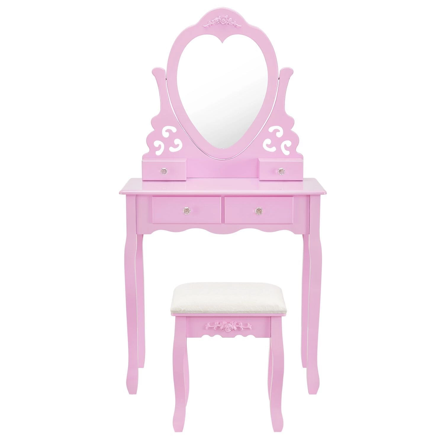 Juskys Schminktisch Julia - Frisiertisch Mit Spiegel, Hocker & 4 Schubladen - Rosa - Mädchen Kinder 8 Juskys Schminktisch Julia - Frisiertisch Mit Spiegel, Hocker & 4 Schubladen - Rosa - Mädchen Kinder – Bild 6