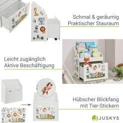 Juskys Kinder Bücherregal 3 Fächer & Spielzeugkiste - Holz Regal Weiß - 63x30x70 Cm - Aufbewahrung -Heimische Küche Geschäft 8600348200 19645 prod 004