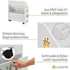 Juskys Kinder Bücherregal 3 Fächer & Spielzeugkiste - Holz Regal Weiß - 63x30x70 Cm - Aufbewahrung -Heimische Küche Geschäft 8600348200 19645 prod 005