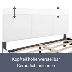 Juskys Polsterbett Bolonia 140x200 Cm - Bett Mit Lattenrost – Jugendbett Weiß -Heimische Küche Geschäft 8600348200 47362017 prod 003
