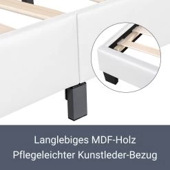 Juskys Polsterbett Bolonia 140x200 Cm - Bett Mit Lattenrost – Jugendbett Weiß -Heimische Küche Geschäft 8600348200 47362017 prod 006