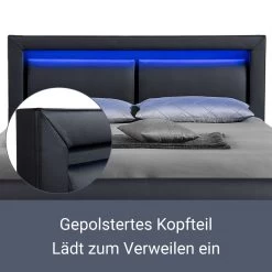 Juskys Polsterbett Murcia 140 X 200 Cm - Schwarz -Heimische Küche Geschäft 8600348200 49928453 prod 005