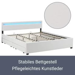 Juskys Polsterbett Lyon 180 X 200 Cm - Weiss Mit Kaltschaummatratze -Heimische Küche Geschäft 8600348200 53299269 prod 004
